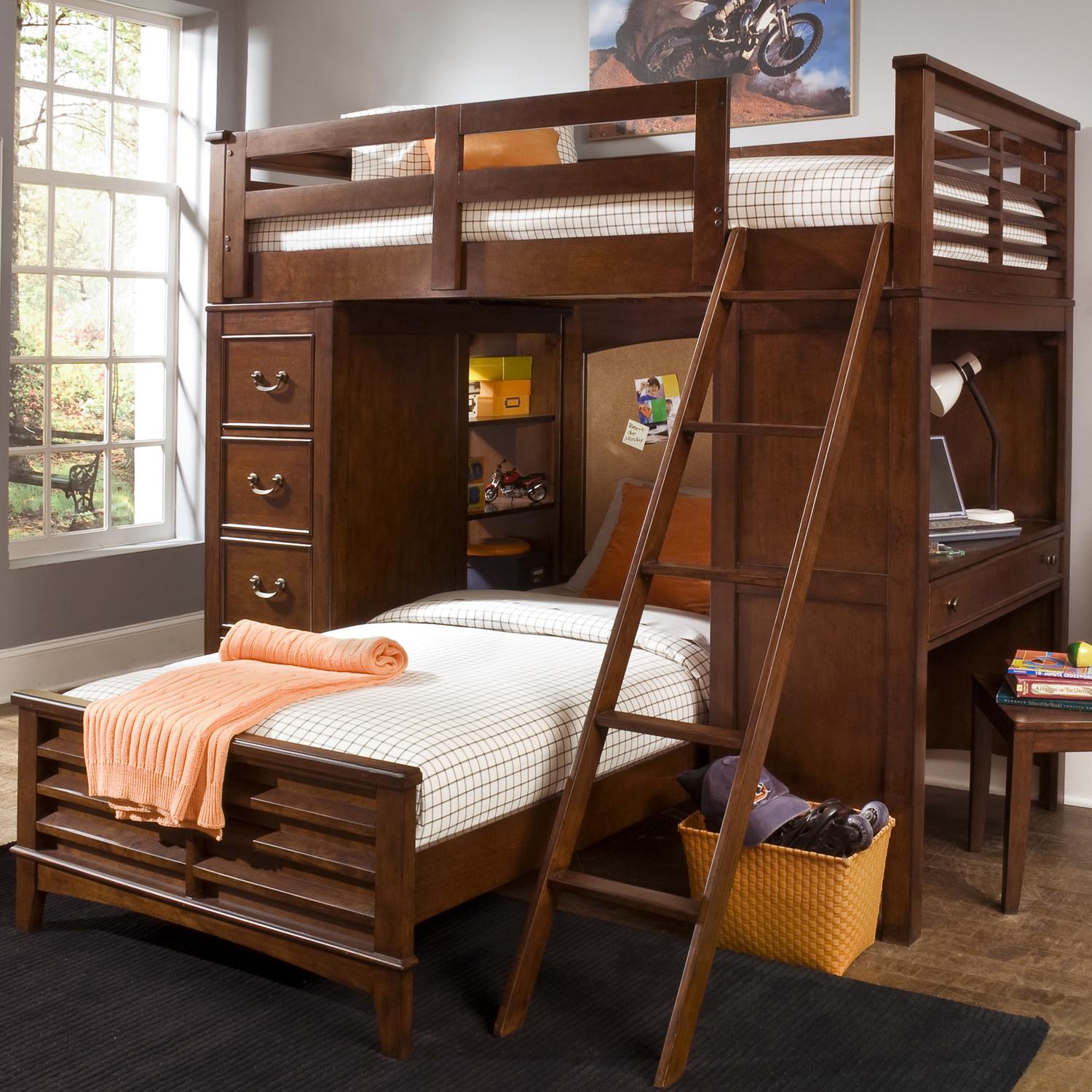 Charlton Lane Twin Loft Bed Unit With Built In Desk And Chest Rotmans 